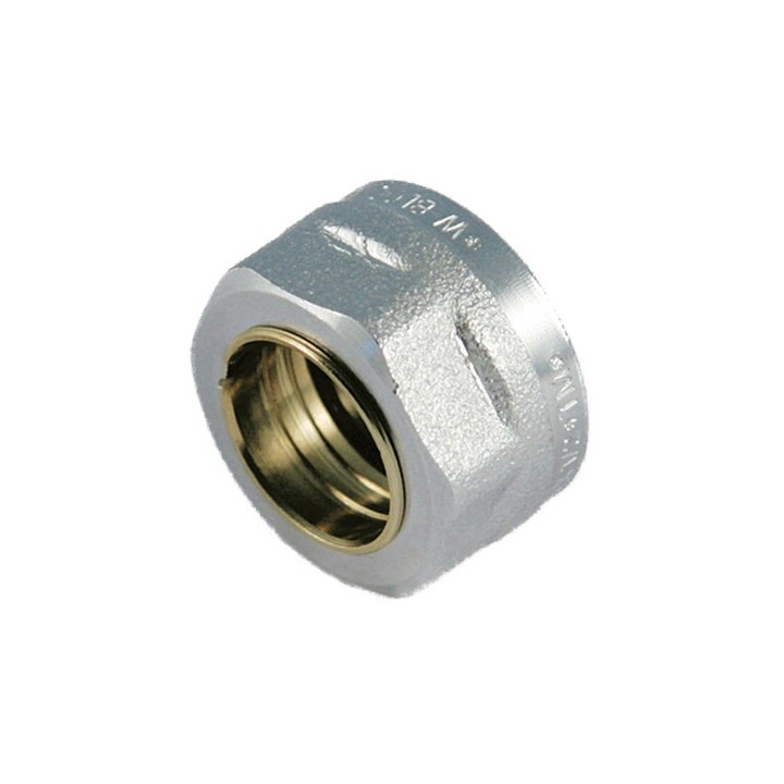 DADO CROMATO CON OGIVA E GUARNIZIONE PER TUBO RAME 1/2" x 14