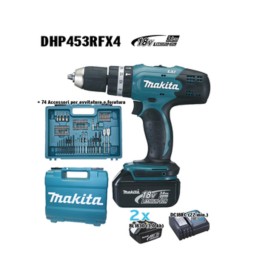 MAKITA TRAPANO C/PERC DHP453RFX4 18V LXT + 74 ACC