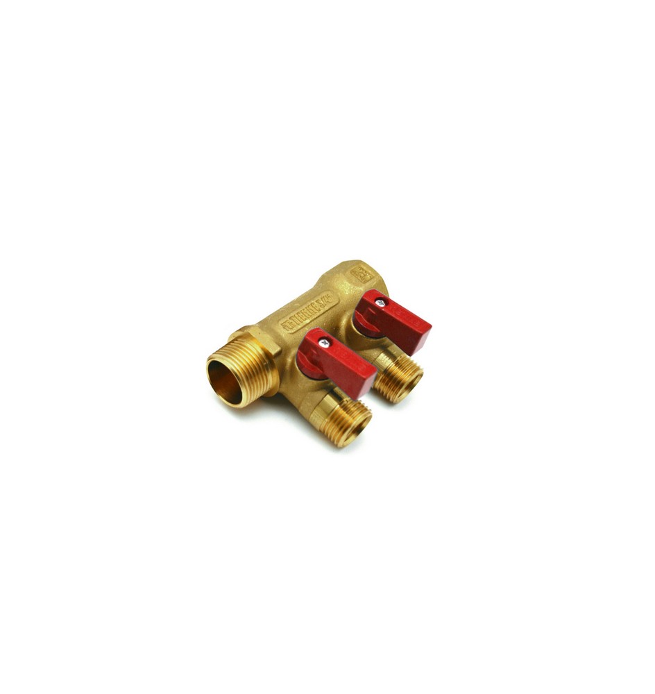 COLLETTORE NINO 2 VIE CON VALVOLE A SFERA 3/4 x 1/2 2 vie Blu