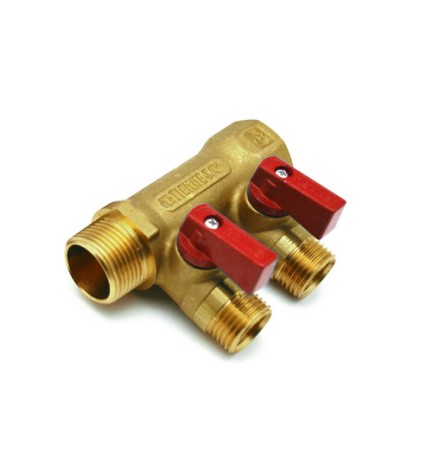 COLLETTORE NINO 2 VIE CON VALVOLE A SFERA 3/4 x 1/2 2 vie Blu