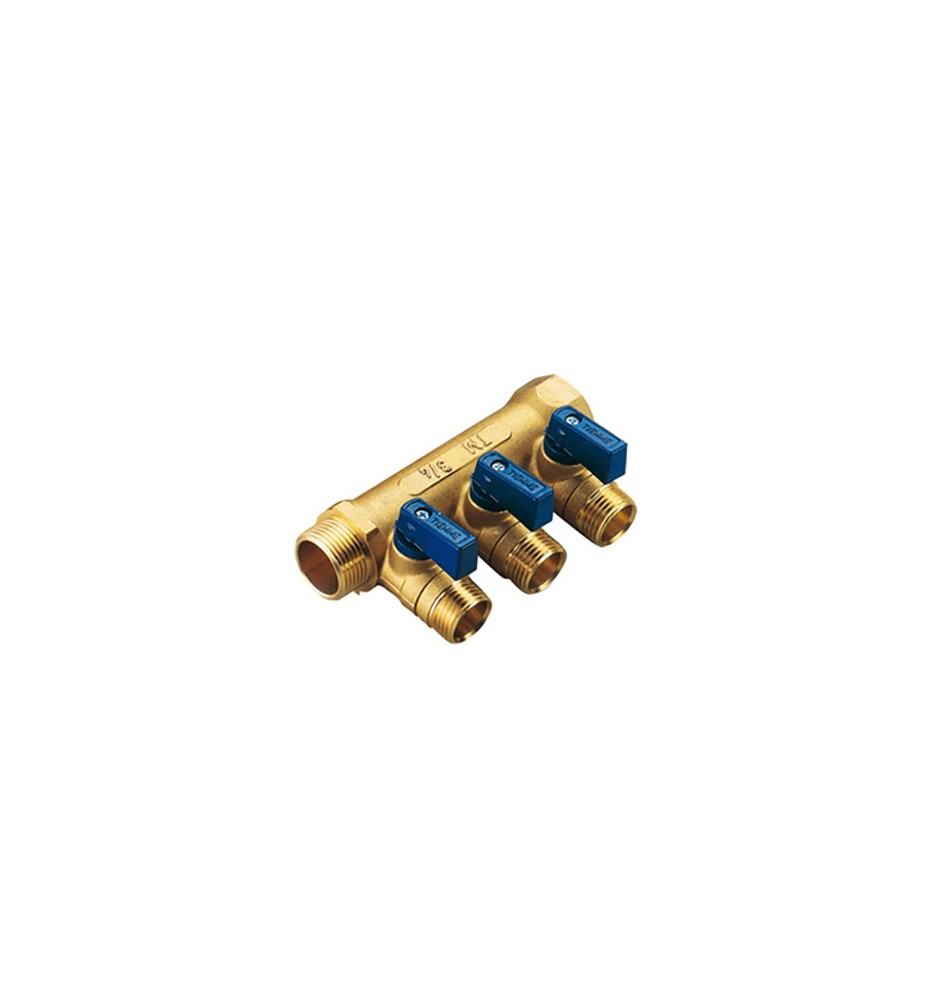 COLLETTORE NINO 3 VIE CON VALVOLE A SFERA 3/4 x 1/2 3 vie Blu