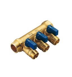 COLLETTORE NINO 3 VIE CON VALVOLE A SFERA 3/4 x 1/2 3 vie Rosso