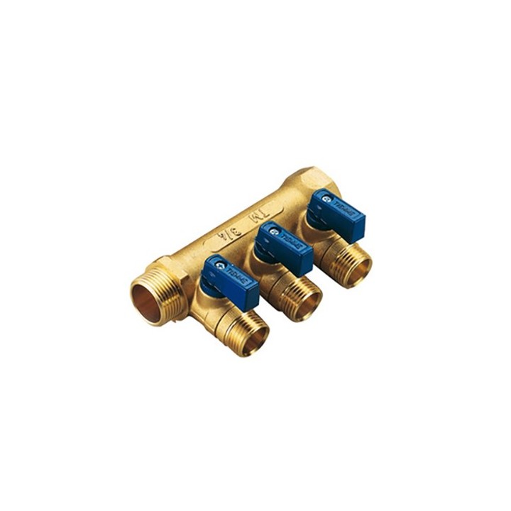 COLLETTORE NINO 3 VIE CON VALVOLE A SFERA 3/4 x 1/2 3 vie Rosso