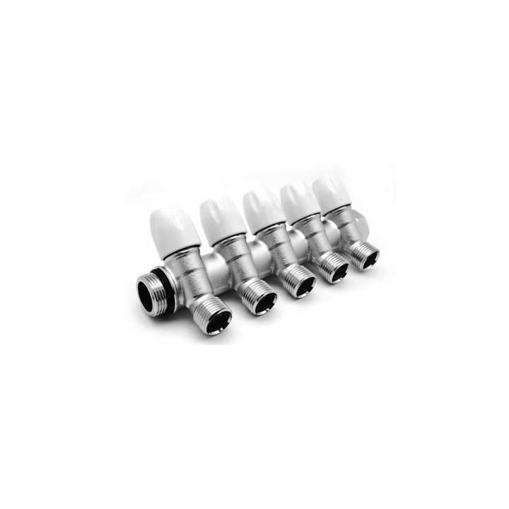 COLLETTORE LINEARE CON RUBINETTI D'ARRESTO 5 DERIVAZIONI 3/4 x 1/2