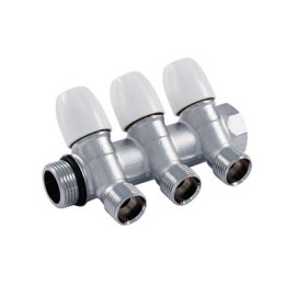 COLLETTORE DI DISTRIBUZIONE "MAXIMA" CON RUBINETTI D' ARRESTO 3/4 - 3 vie 1/2x16