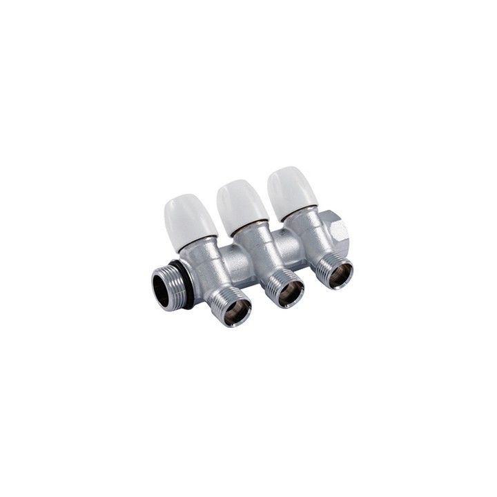 COLLETTORE DI DISTRIBUZIONE "MAXIMA" CON RUBINETTI D' ARRESTO 3/4 - 3 vie 1/2x16