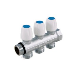 COLLETTORE CON RUBINETTO D'ARRESTO MAXIMA VERTI 3/4 3 vie 24x19fil D.18