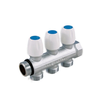 COLLETTORE CON RUBINETTO D'ARRESTO MAXIMA VERTI 3/4 3 vie 24x19fil D.18