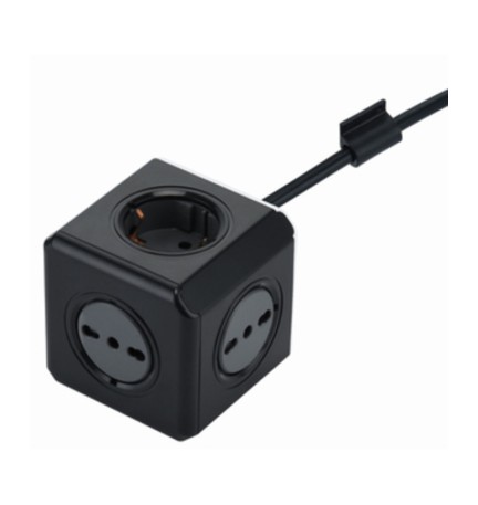 MULTIPRESA CUBO 2 SCHUKO + 3 BIPASSO NERO