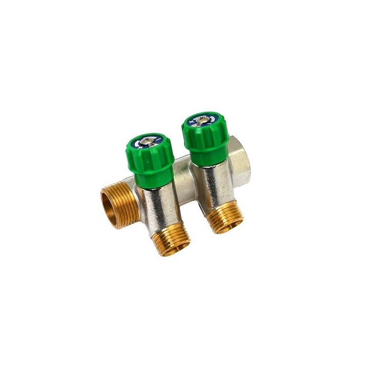 COLLETTORE LINEARE CON RUBINETTI D'ARRESTO 2 DERIVAZIONI IMPEX 3/4 x 1/2