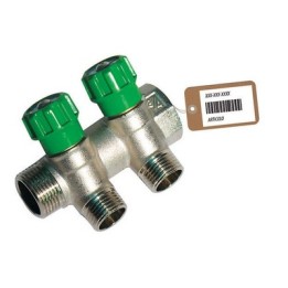 COLLETTORE LINEARE CON RUBINETTI D'ARRESTO 2 DERIVAZIONI IMPEX F-BRICO 3/4 x 1/2