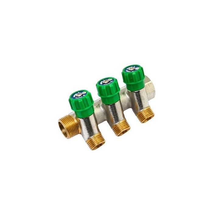 COLLETTORE LINEARE CON RUBINETTI D'ARRESTO 3 DERIVAZIONI IMPEX 3/4 x 1/2