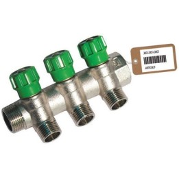 COLLETTORE LINEARE CON RUBINETTI D'ARRESTO 3 DERIVAZIONI IMPEX F-BRICO 3/4 x 1/2