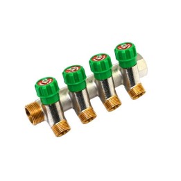 COLLETTORE LINEARE CON RUBINETTI D'ARRESTO 4 DERIVAZIONI IMPEX 3/4 x 1/2