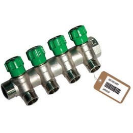 COLLETTORE LINEARE CON RUBINETTI D'ARRESTO 4 DERIVAZIONI IMPEX F-BRICO 3/4 x 1/2
