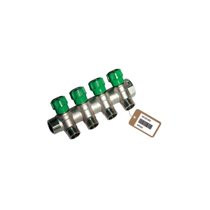 COLLETTORE LINEARE CON RUBINETTI D'ARRESTO 4 DERIVAZIONI IMPEX F-BRICO 3/4 x 1/2