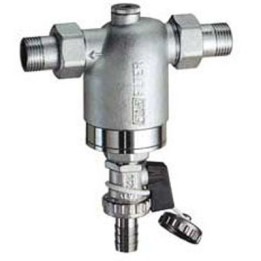 FILTRO PER IMPIANTI SANITARI CON ATTACCHI MANOMETRO MM CROMO 1/2"