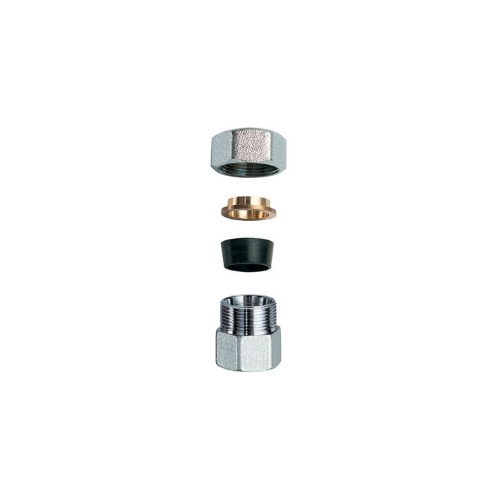 NIPLEX FEMMINA CROMATO C/MONOCONO IN GOMMA PER RAME 3/4" x 18