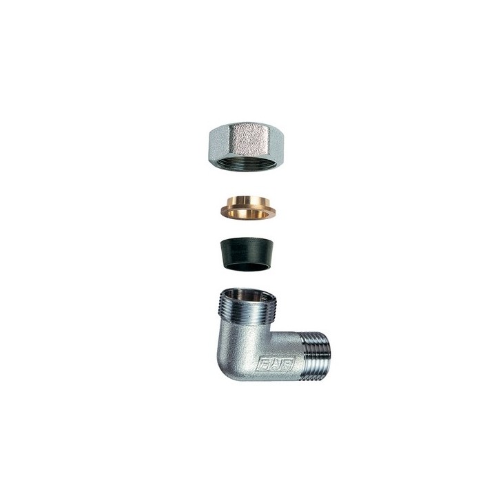 GOMITO MASCHIO CROMATO C/MONOCONO IN GOMMA PER RAME 1/2" x 18