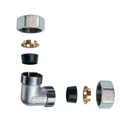 GOMITO DOPPIO CROMATO C/MONOCONO IN GOMMA PER RAME 3/4" x 22