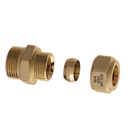 NIPPLE MASCHIO CON TENUTA METALLICA PER IMPIANTI SOLARI 3/4 - Diam. 18