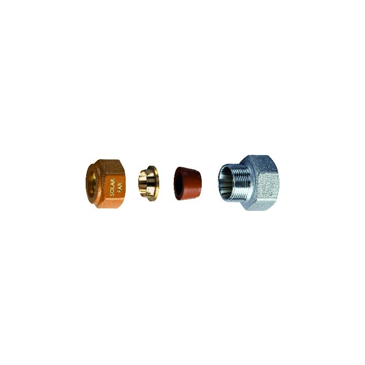 NIPPLE FEMMINA COMPLETO DI KIT DI TENUTA PER IMPIANTI SOLARI 3/4 - Diam. 16