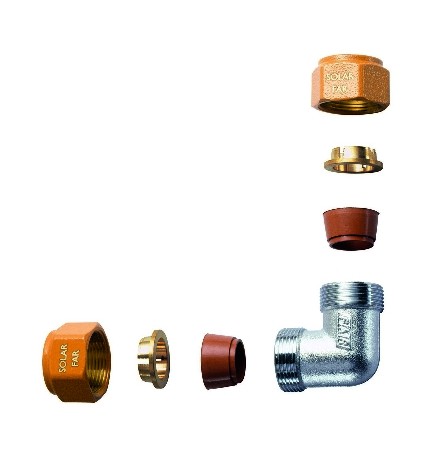 GOMITO DOPPIO COMPLETO DI KIT DI TENUTA PER IMPIANTI SOLARI Diam. 16