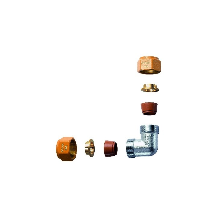 GOMITO DOPPIO COMPLETO DI KIT DI TENUTA PER IMPIANTI SOLARI Diam. 18