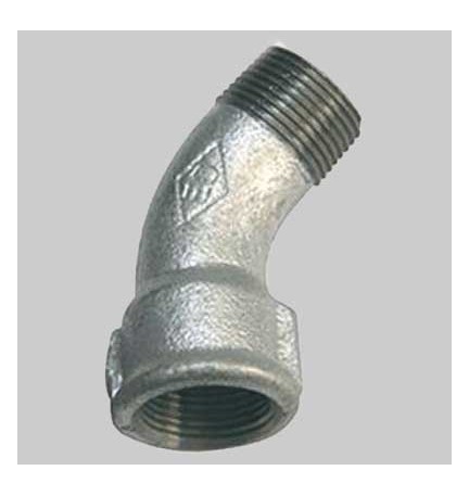CURVA A 45° MASCHIO/FEMMINA ZINCATA - 1"1/2
