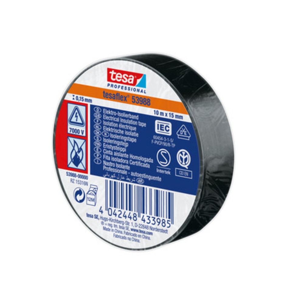 NASTRO ISOLANTE CERTIFICATO NERO 10MTX15MM