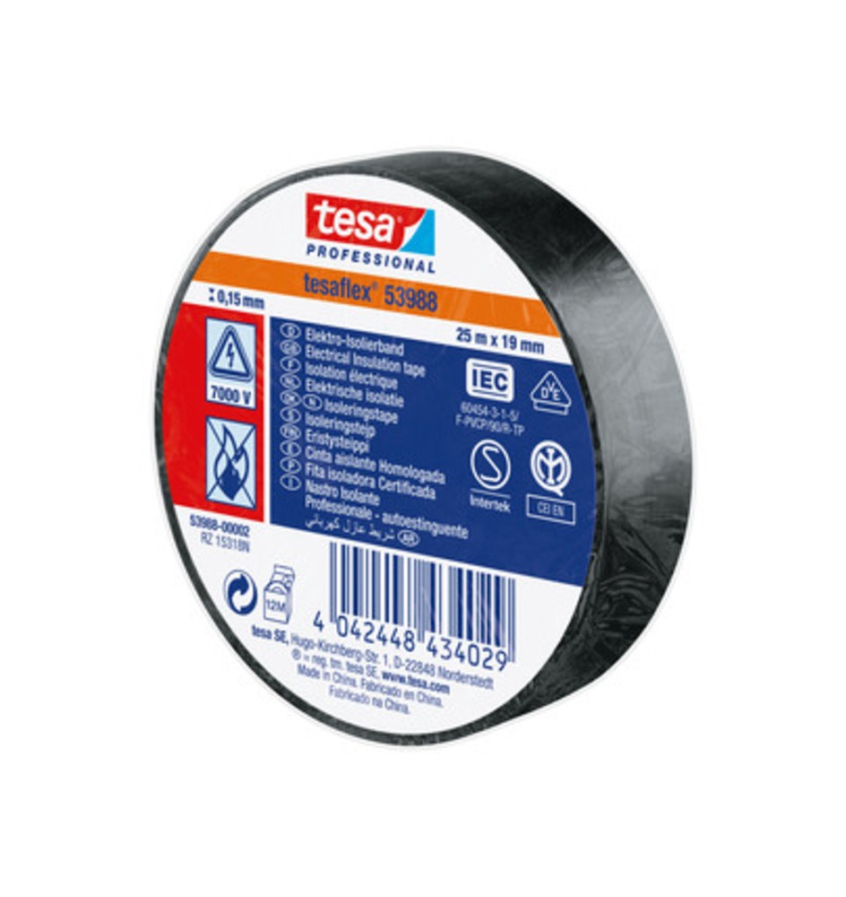 NASTRO ISOLANTE CERTIFICATO NERO 25MTX19MM