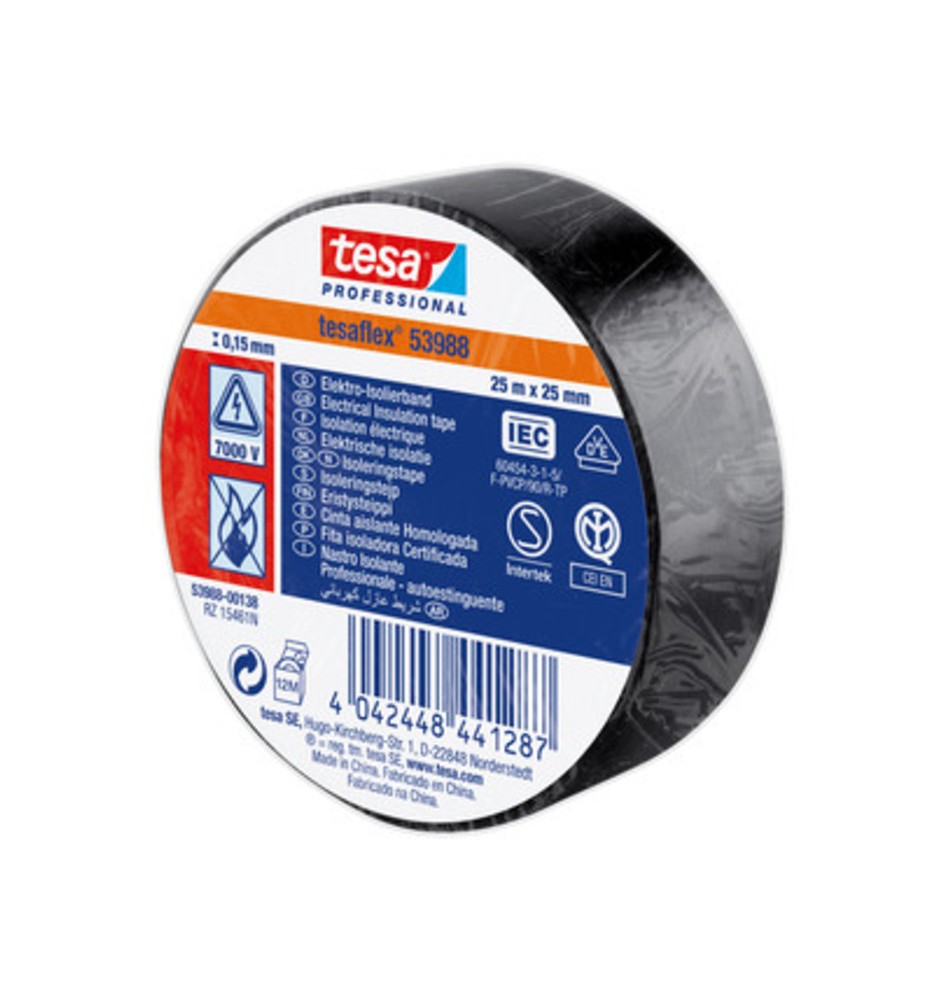 NASTRO ISOLANTE CERTIFICATO NERO 25MTX25MM