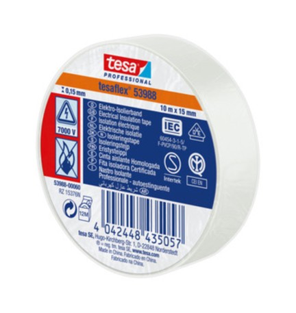 NASTRO ISOLANTE CERTIFICATO BIANCO 10MTX15MM