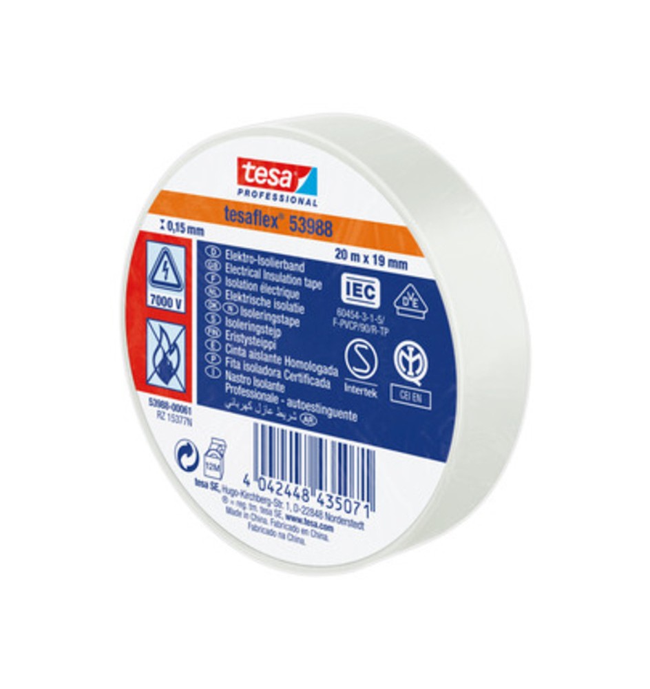 NASTRO ISOLANTE CERTIFICATO BIANCO 25MTX19MM