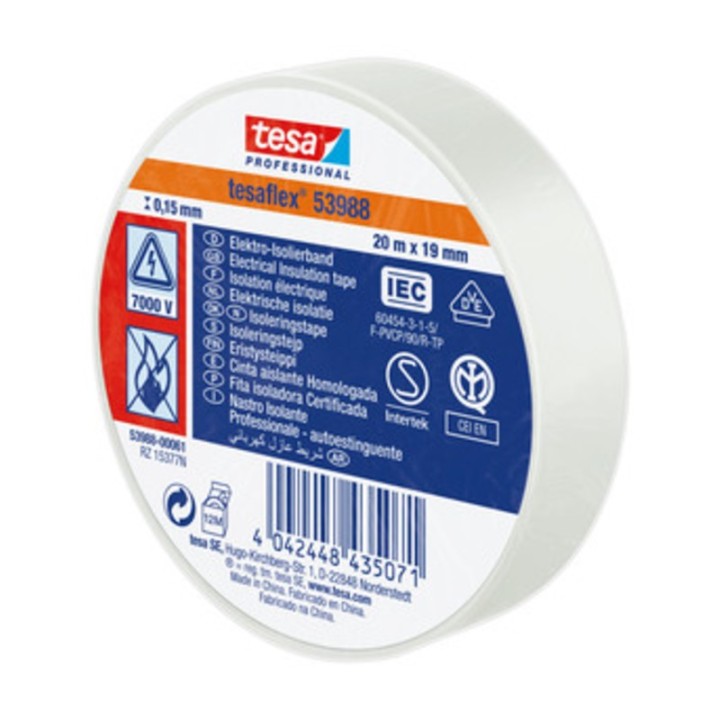 NASTRO ISOLANTE CERTIFICATO BIANCO 25MTX19MM