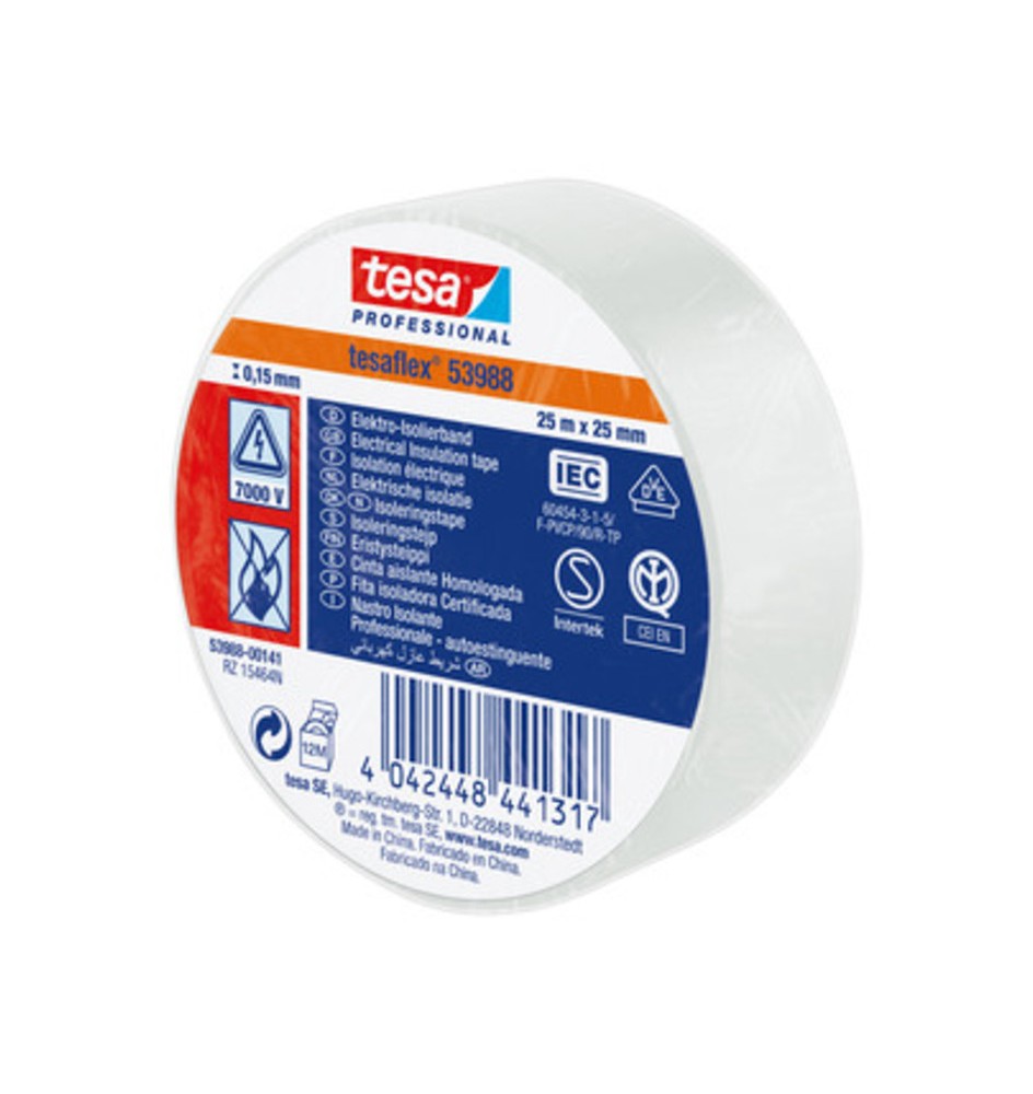 NASTRO ISOLANTE CERTIFICATO BIANCO 25MTX25MM