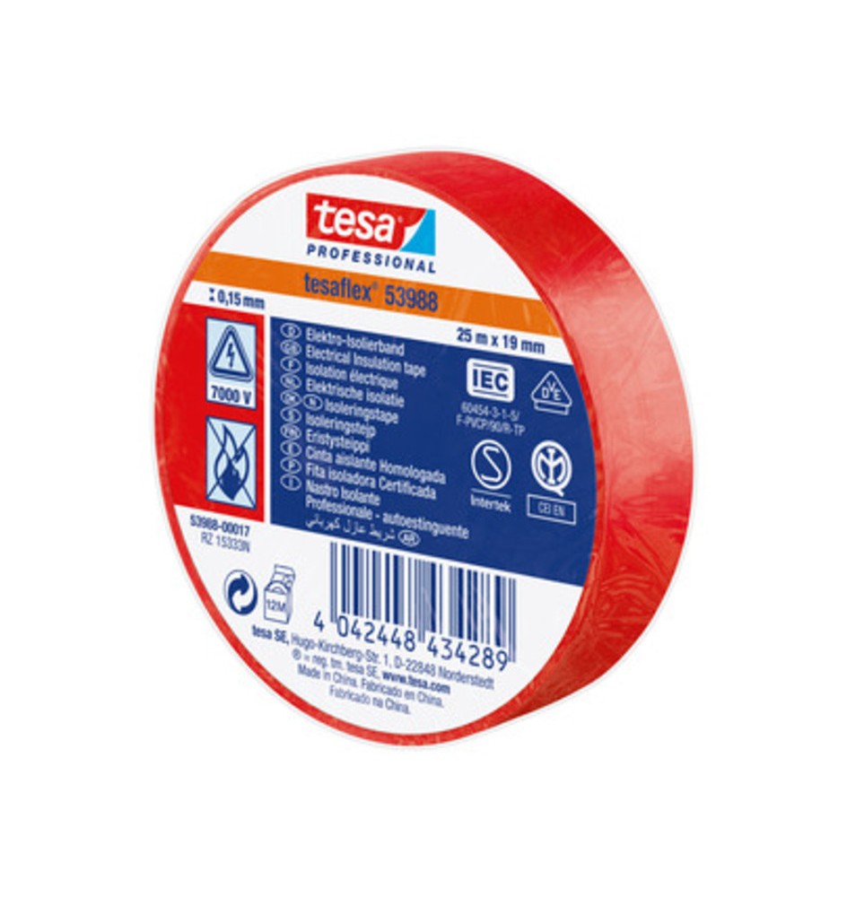 NASTRO ISOLANTE CERTIFICATO ROSSO 25MTX19MM