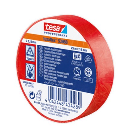 NASTRO ISOLANTE CERTIFICATO ROSSO 25MTX19MM