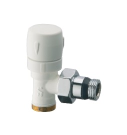 VALVOLA D'ARREDO A SQUADRA TERMOSTATIZZABILE BIANCO-CROMO 3/8"