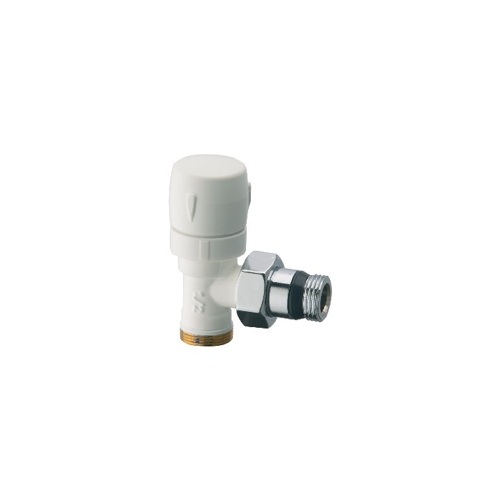 VALVOLA D'ARREDO A SQUADRA TERMOSTATIZZABILE BIANCO-CROMO 1/2"