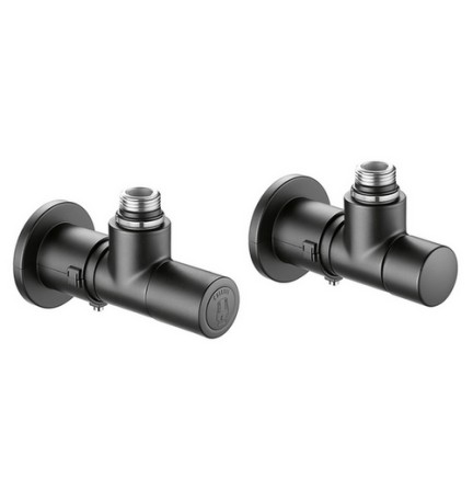 VALVOLA + DETENTORE A SQUADRA TERMOSTATIZZABILE NERA 1/2" 23 p. 1,5 Nero