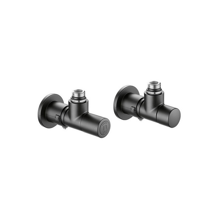 VALVOLA + DETENTORE A SQUADRA TERMOSTATIZZABILE NERA 1/2" 23 p. 1,5 Nero