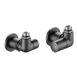 VALVOLA TERMOSTATIZZABILE + DETENTORE DOPPIA SQUADRA NERO VERSIONE DX 1/2" 23 p. 1,5 Nero