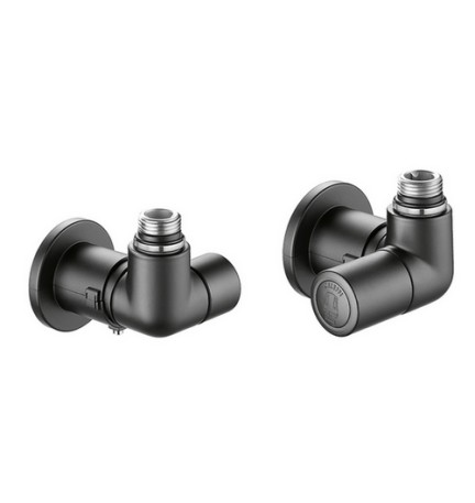 VALVOLA TERMOSTATIZZABILE + DETENTORE DOPPIA SQUADRA NERO VERSIONE DX 1/2" 23 p. 1,5 Nero