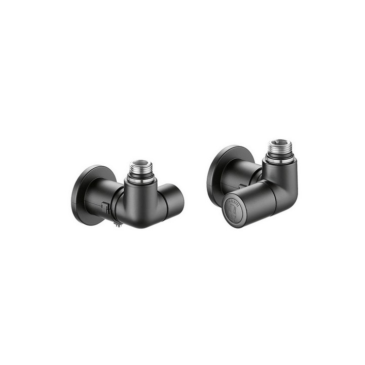 VALVOLA TERMOSTATIZZABILE + DETENTORE DOPPIA SQUADRA NERO VERSIONE DX 1/2" 23 p. 1,5 Nero