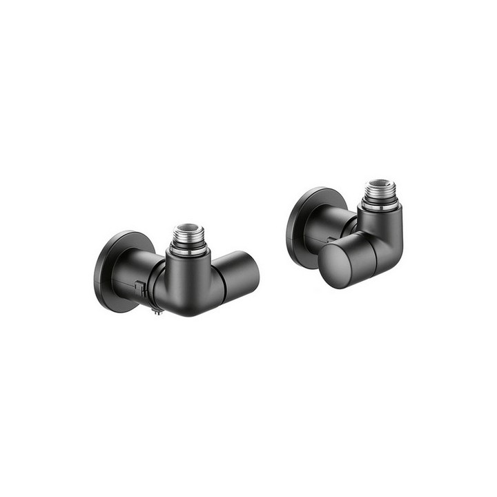 VALVOLA TERMOSTATIZZABILE + DETENTORE DOPPIA SQUADRA NERO VERSIONE SX 1/2" 23 p. 1,5 Nero