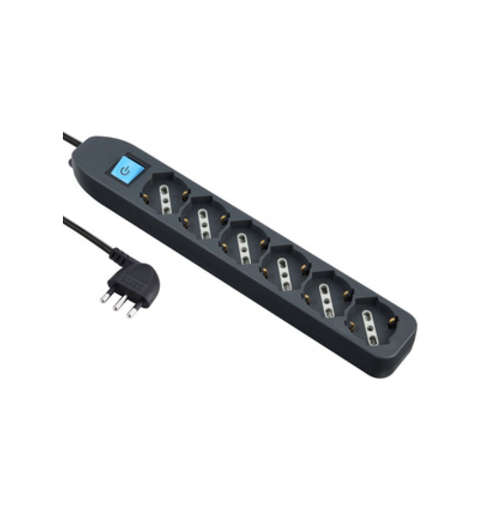 MULTIPRESA 6P BIP/SCHUKO+INTERR NERO FIG.4