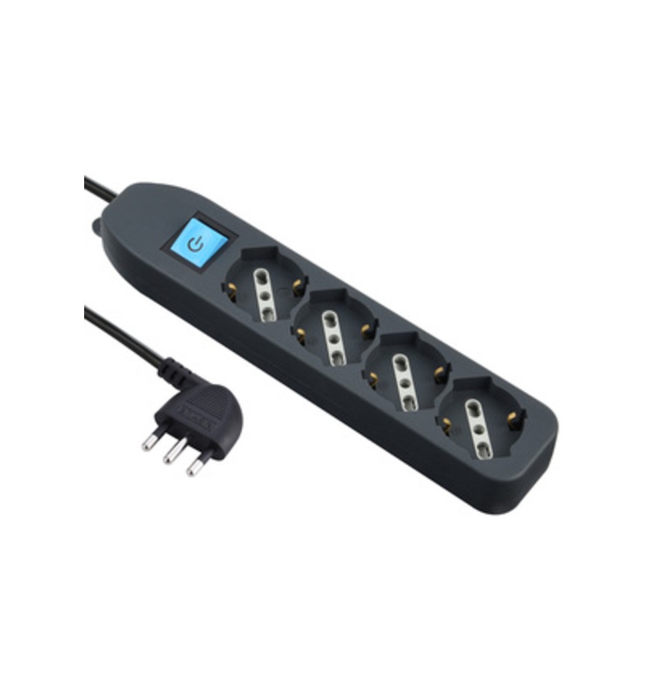 MULTIPRESA 4P BIP/SCHUKO+INTERR NERO FIG.8