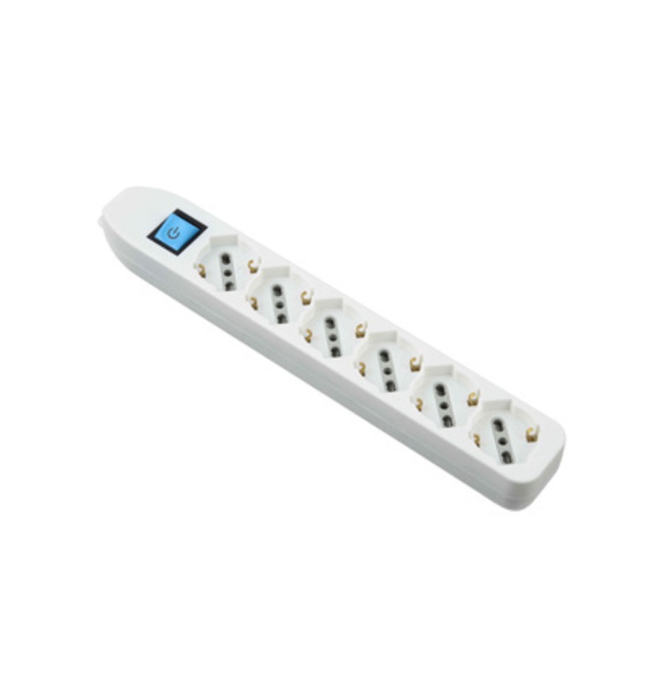 MULTIPRESA 6P BIP/SCHUKO+INTERR S/CAVO BIANCO FIG.10