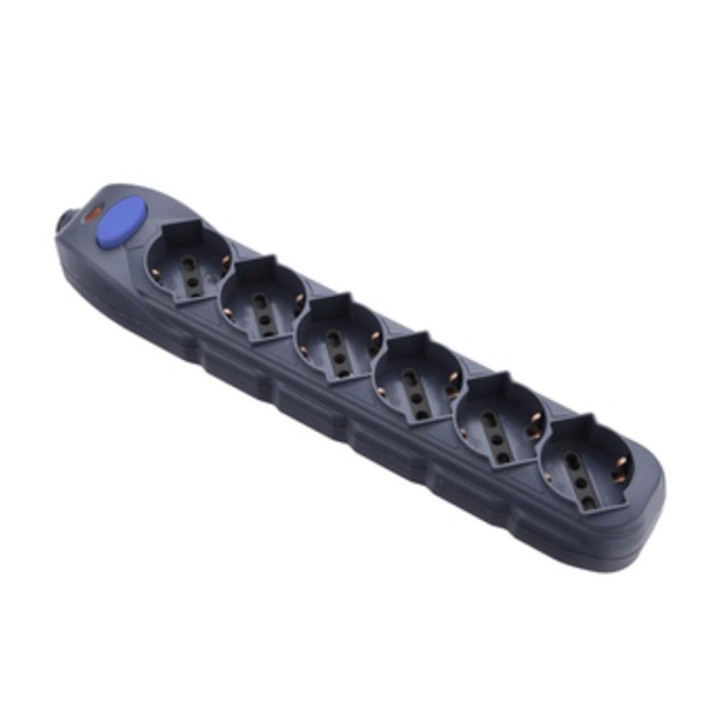 MULTIPRESA 6P BIP/SCHUKO+INTERR S/CAVO NERO FIG.10